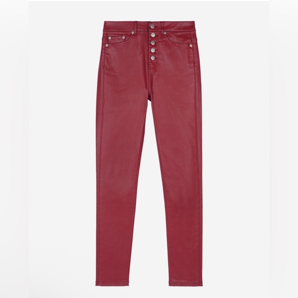 THE KOOPLES RED LEATHER-EFFECT SKINNY JEANS Size 6 & size 2 stretchy NWT - Picture 5 of 16